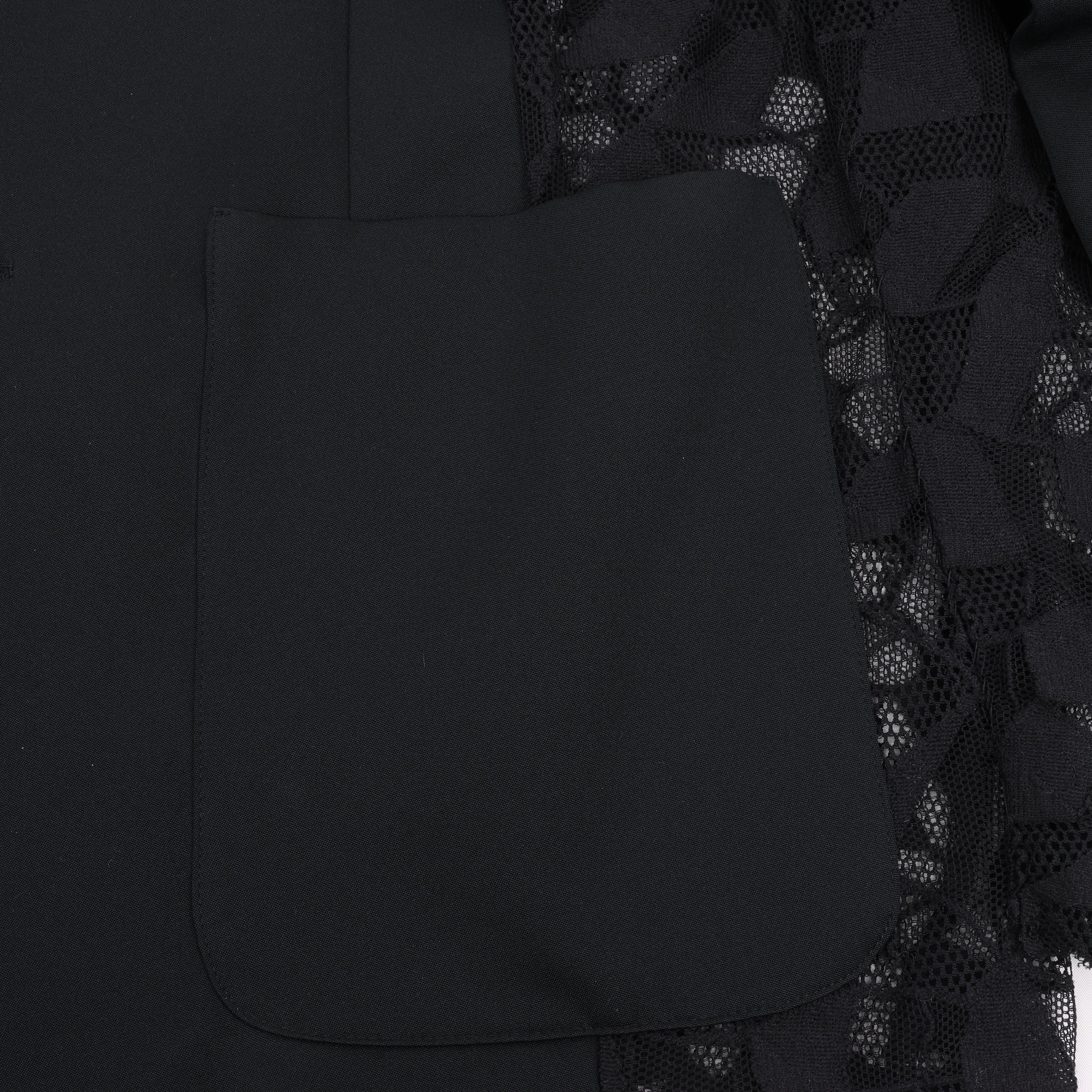 Maison Margiela Black Blazer with Lace Overlay, Size 40