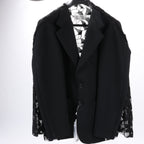 Maison Margiela Black Blazer with Lace Overlay, Size 40