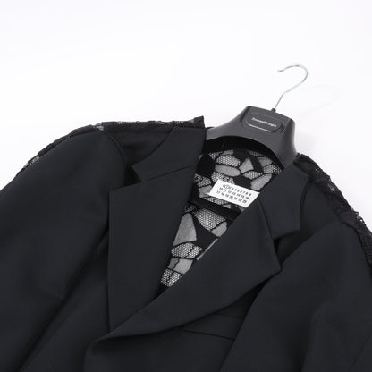 Maison Margiela Black Blazer with Lace Overlay, Size 40