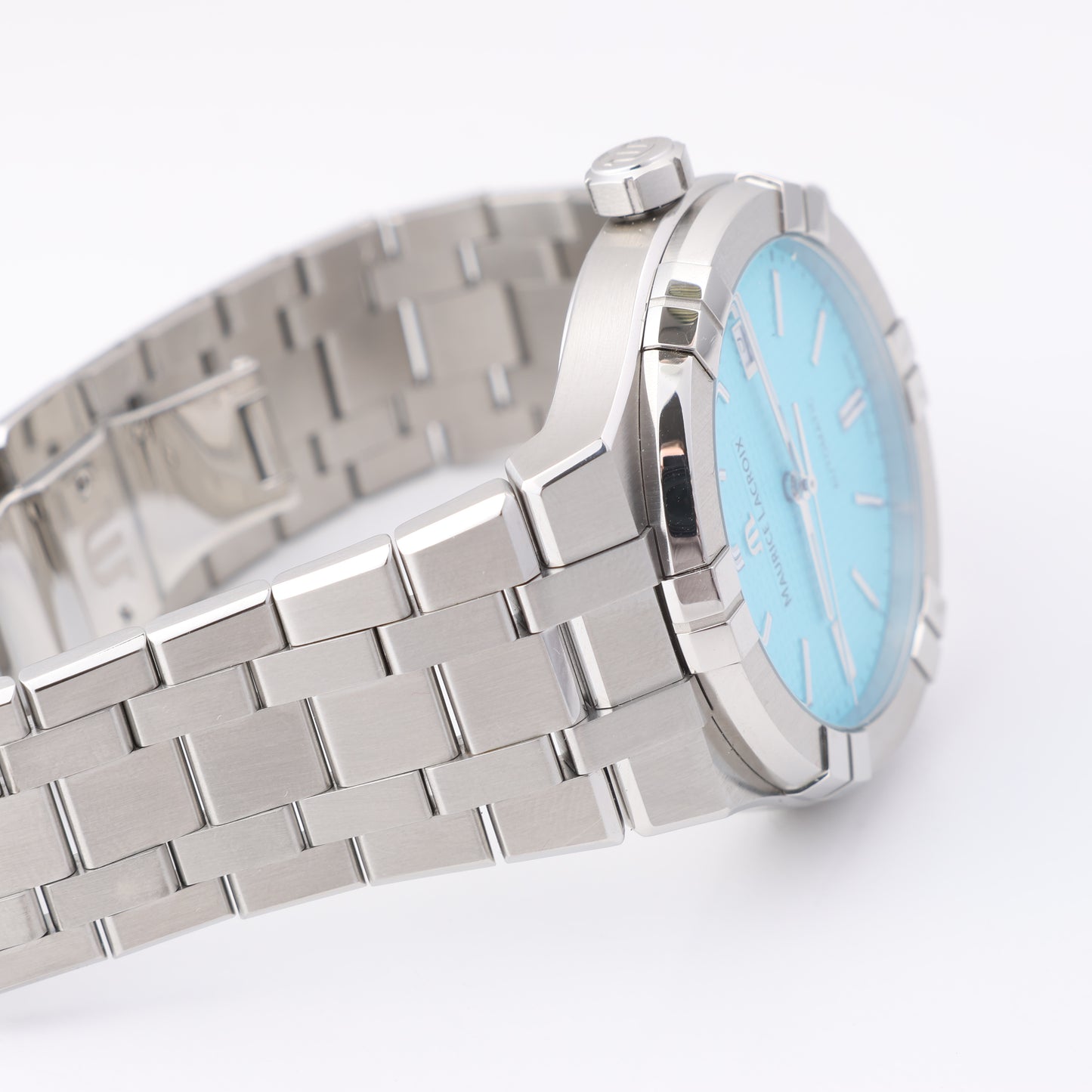 Maurice Lacroix Icon Automatic Summer Edition AI6008-SS00F-431-C BB23560 SS AT Uhr mit türkisfarbenem Zifferblatt