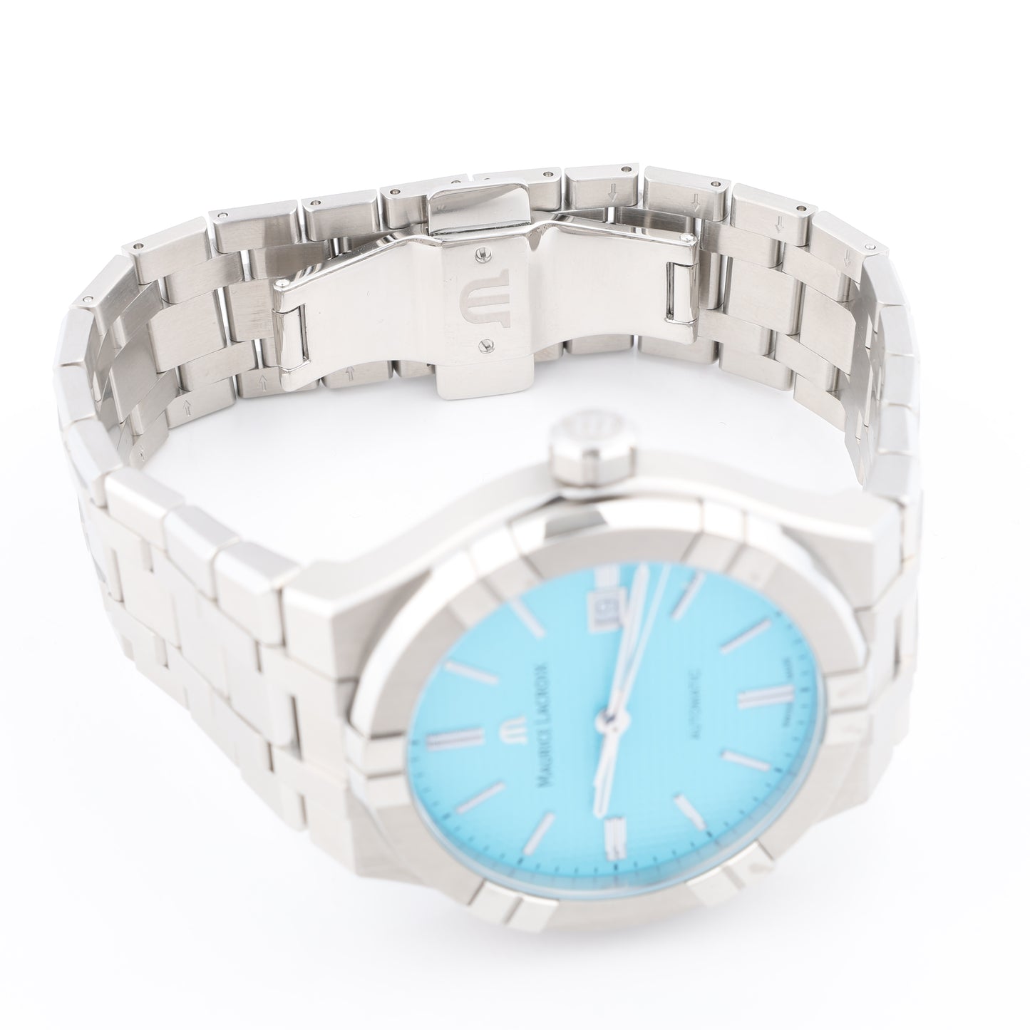 Maurice Lacroix Icon Automatic Summer Edition AI6008-SS00F-431-C BB23560 SS AT Uhr mit türkisfarbenem Zifferblatt