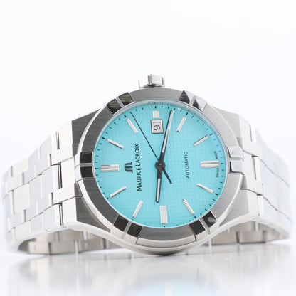 Maurice Lacroix Icon Automatic Summer Edition AI6008-SS00F-431-C BB23560 SS AT Uhr mit türkisfarbenem Zifferblatt