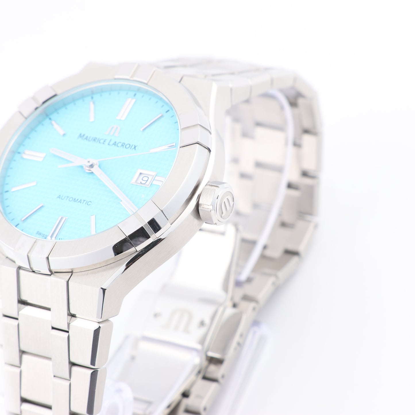 Maurice Lacroix Icon Automatic Summer Edition AI6008-SS00F-431-C BB23560 SS AT Uhr mit türkisfarbenem Zifferblatt