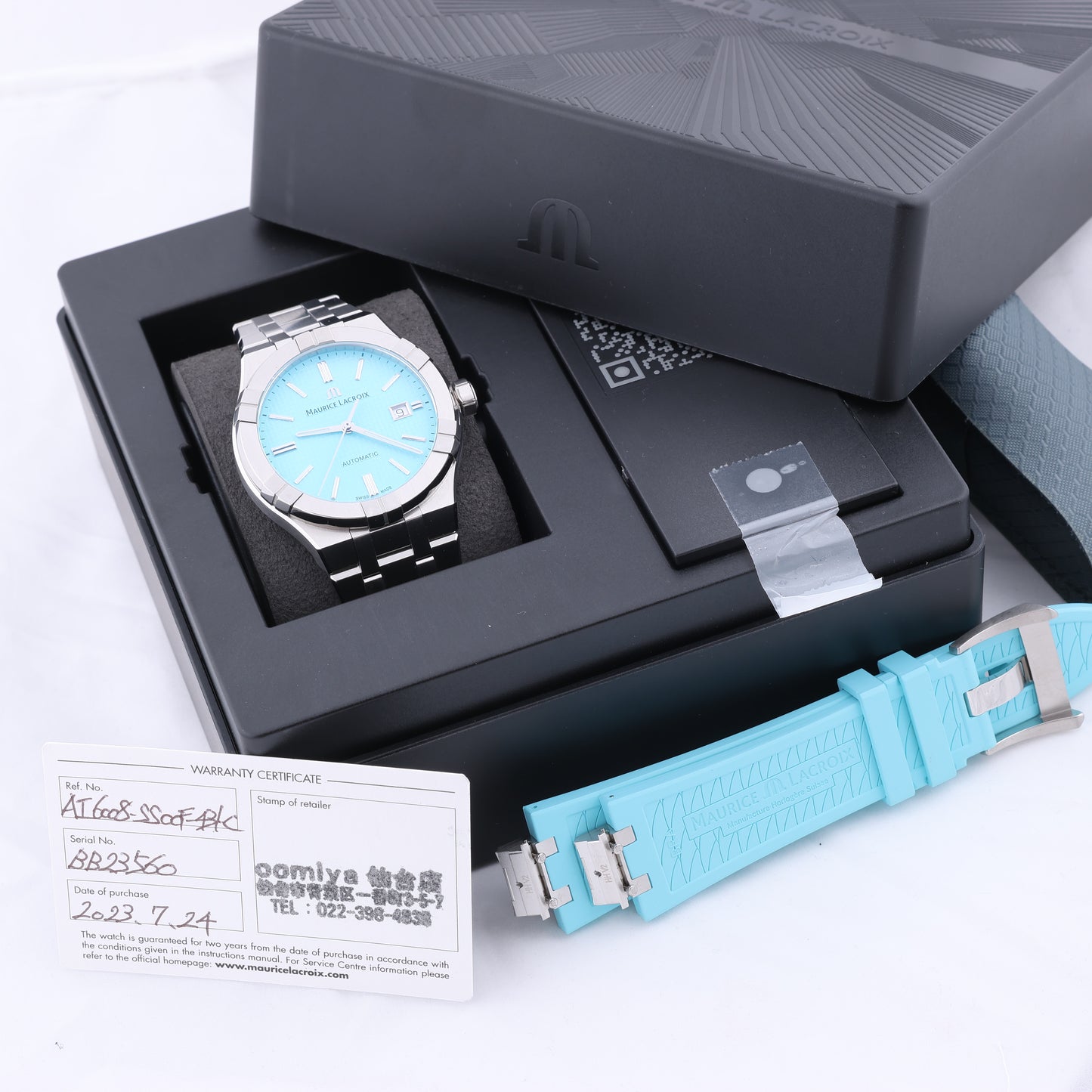 Maurice Lacroix Icon Automatic Summer Edition AI6008-SS00F-431-C BB23560 SS AT Uhr mit türkisfarbenem Zifferblatt