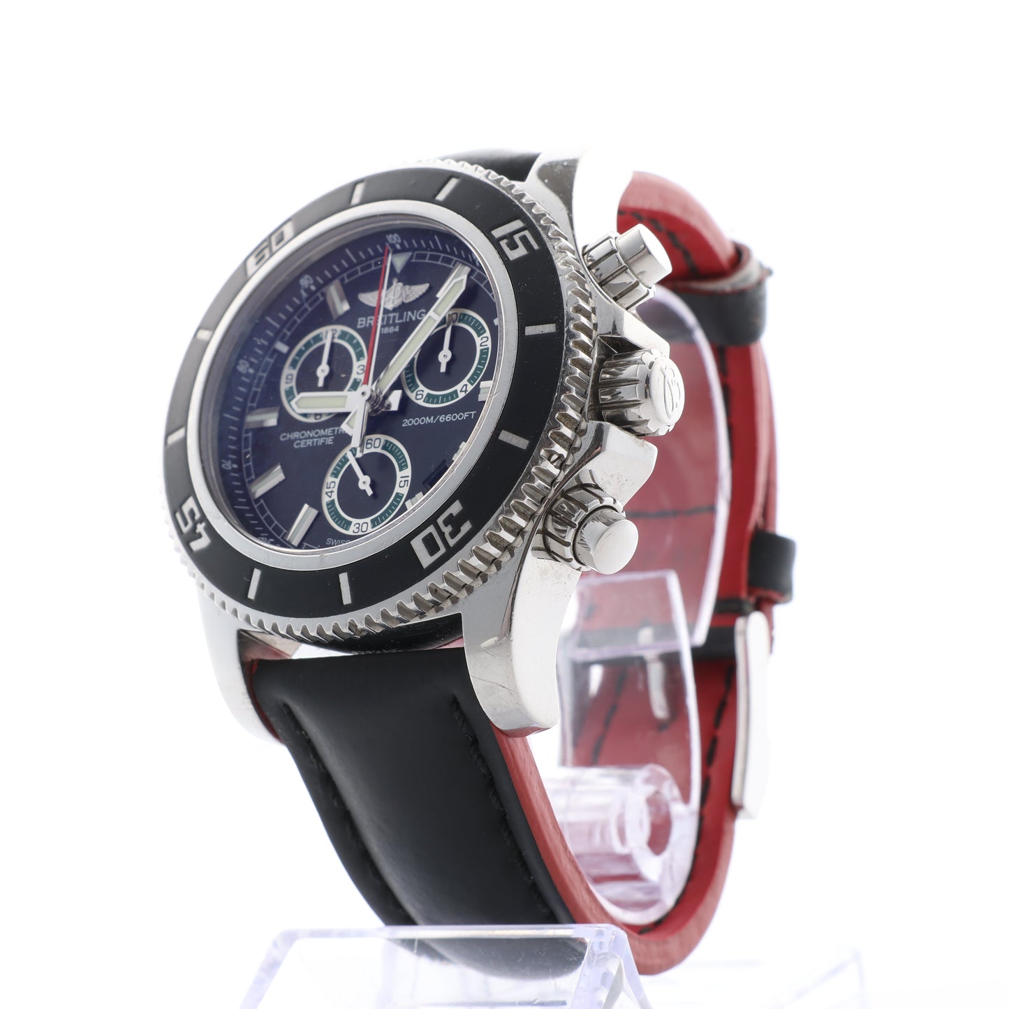 Breitling Superocean A73310 1322371 SS & Rubber QZ Black Dial Watch