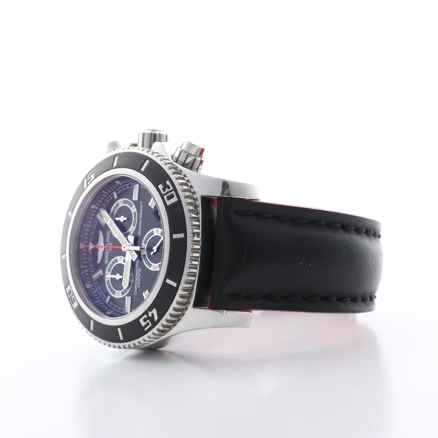 Breitling Superocean A73310 1322371 SS & Rubber QZ Black Dial Watch