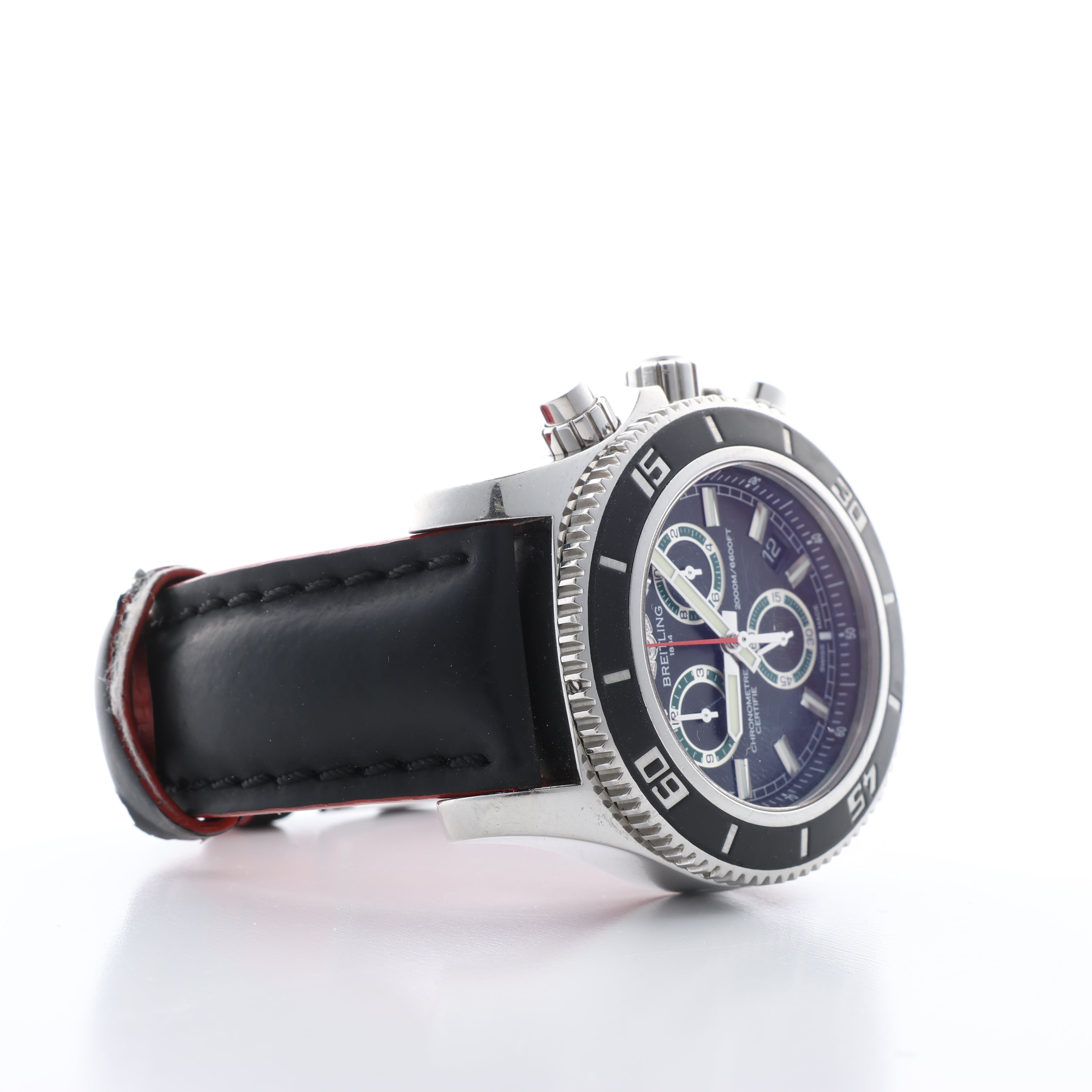 Breitling Superocean A73310 1322371 SS & Rubber QZ Black Dial Watch