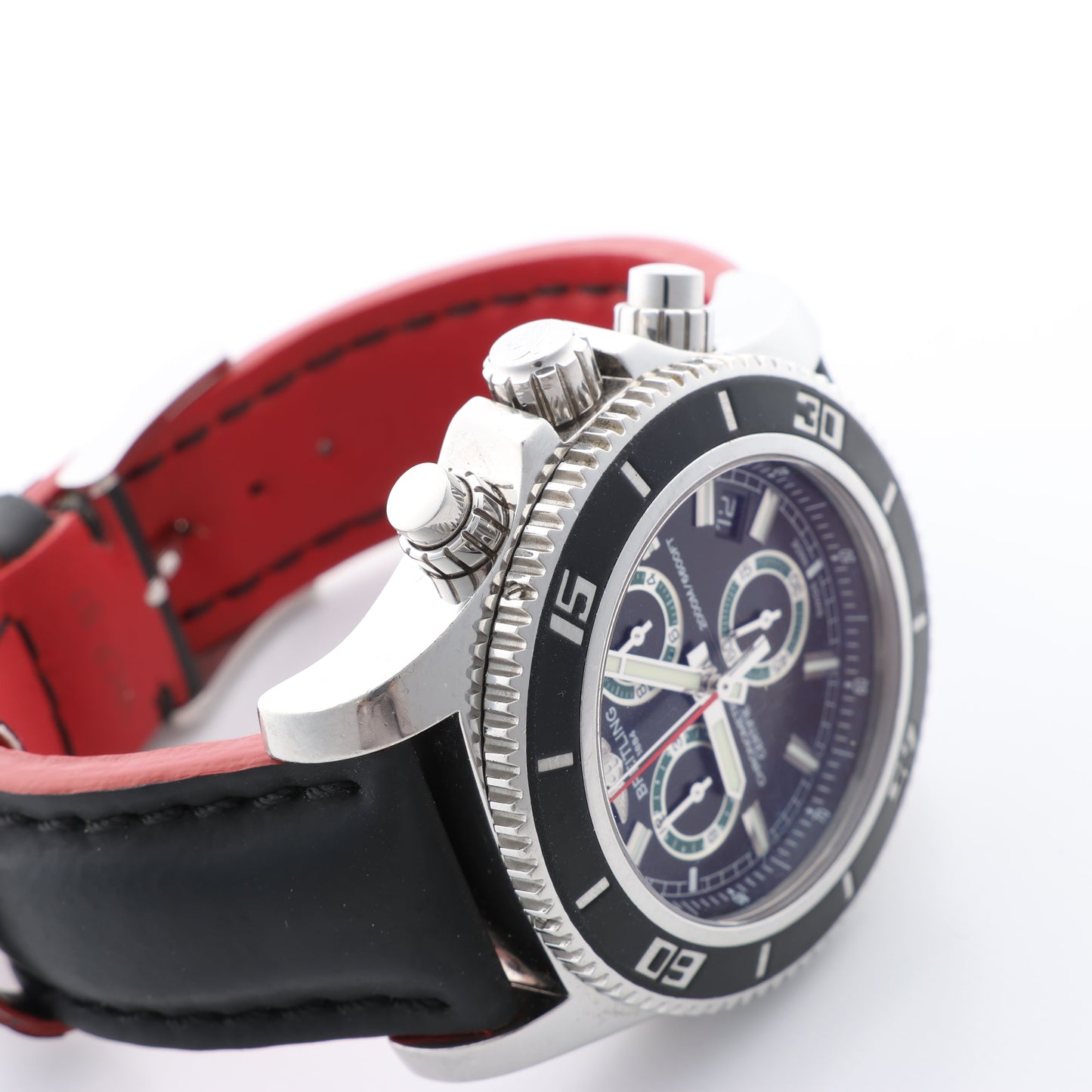 Breitling Superocean A73310 1322371 SS & Rubber QZ Black Dial Watch