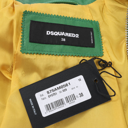 DSQUARED2 Grüne Leder-Cape-Jacke, Stil S75AM0561, Größe 38