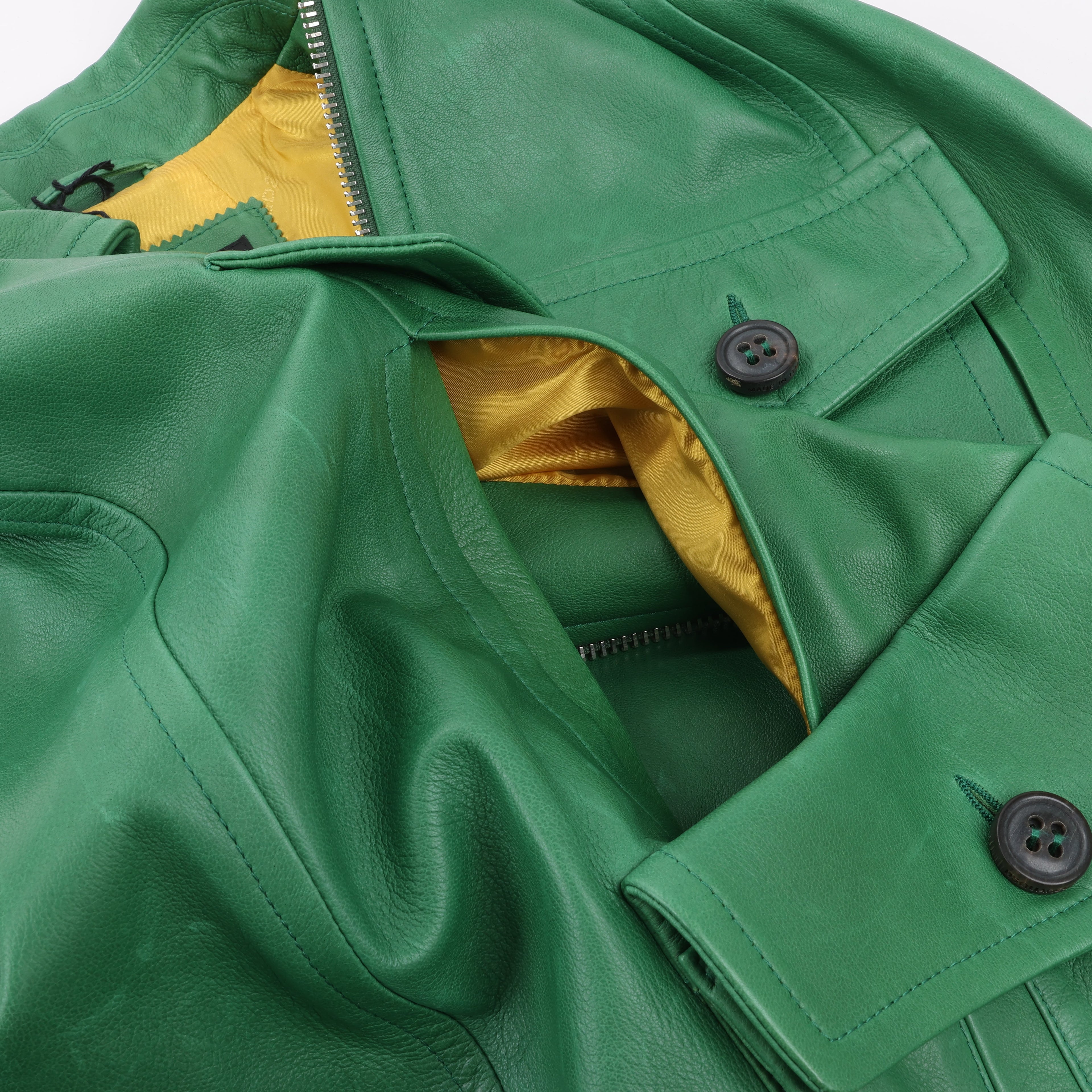 DSQUARED2 Green Leather Cape Jacket, Style S75AM0561, Size 38