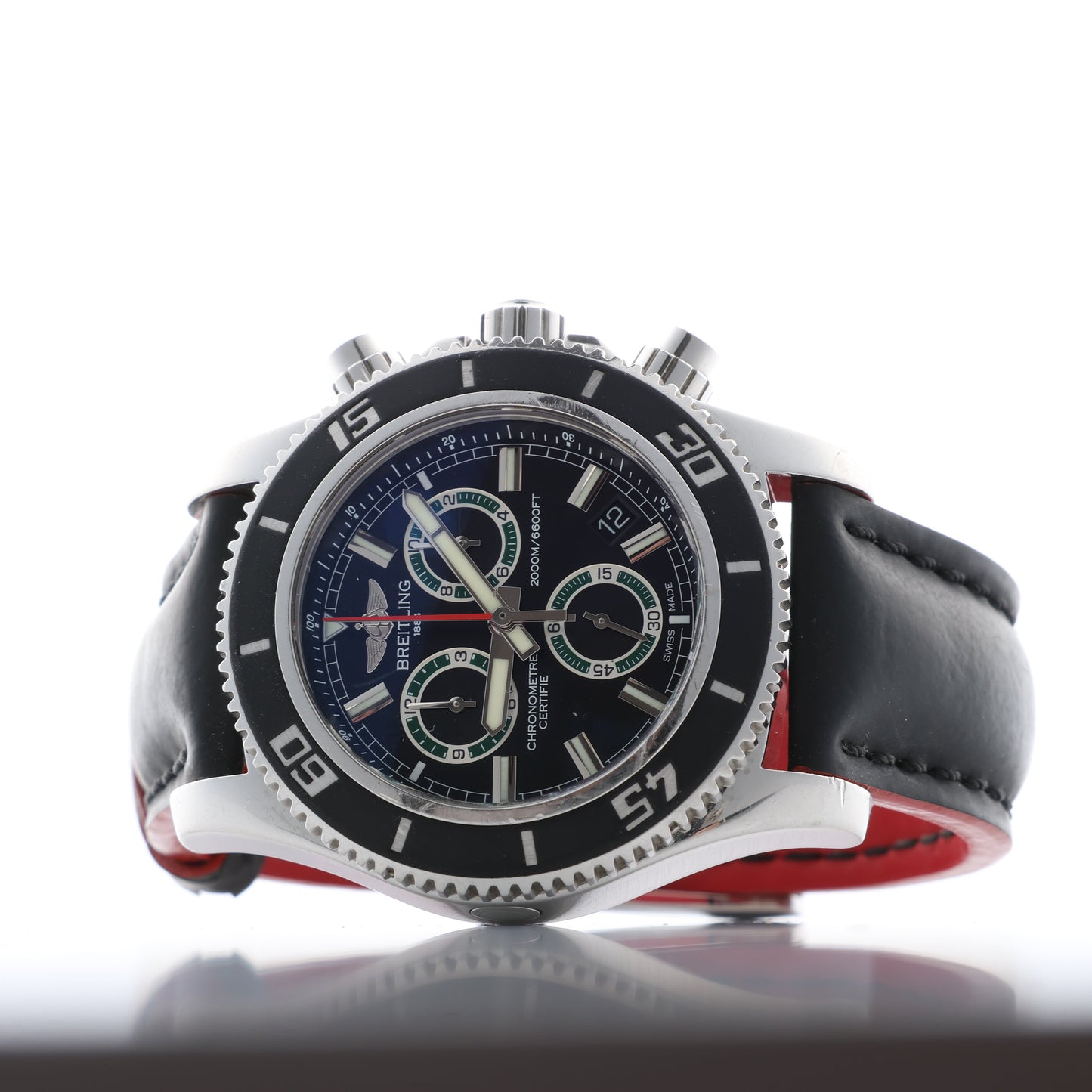 Breitling Superocean A73310 1322371 SS & Rubber QZ Black Dial Watch