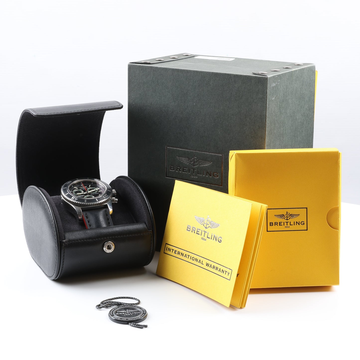 Breitling Superocean A73310 1322371 SS & Rubber QZ Black Dial Watch