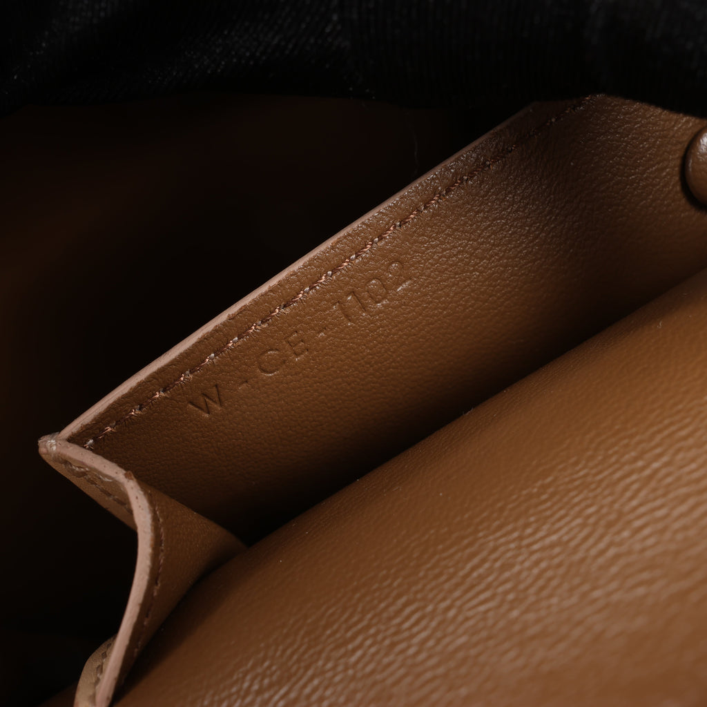 Celine Case Flap Leather Chain Shoulder Bag in Beige