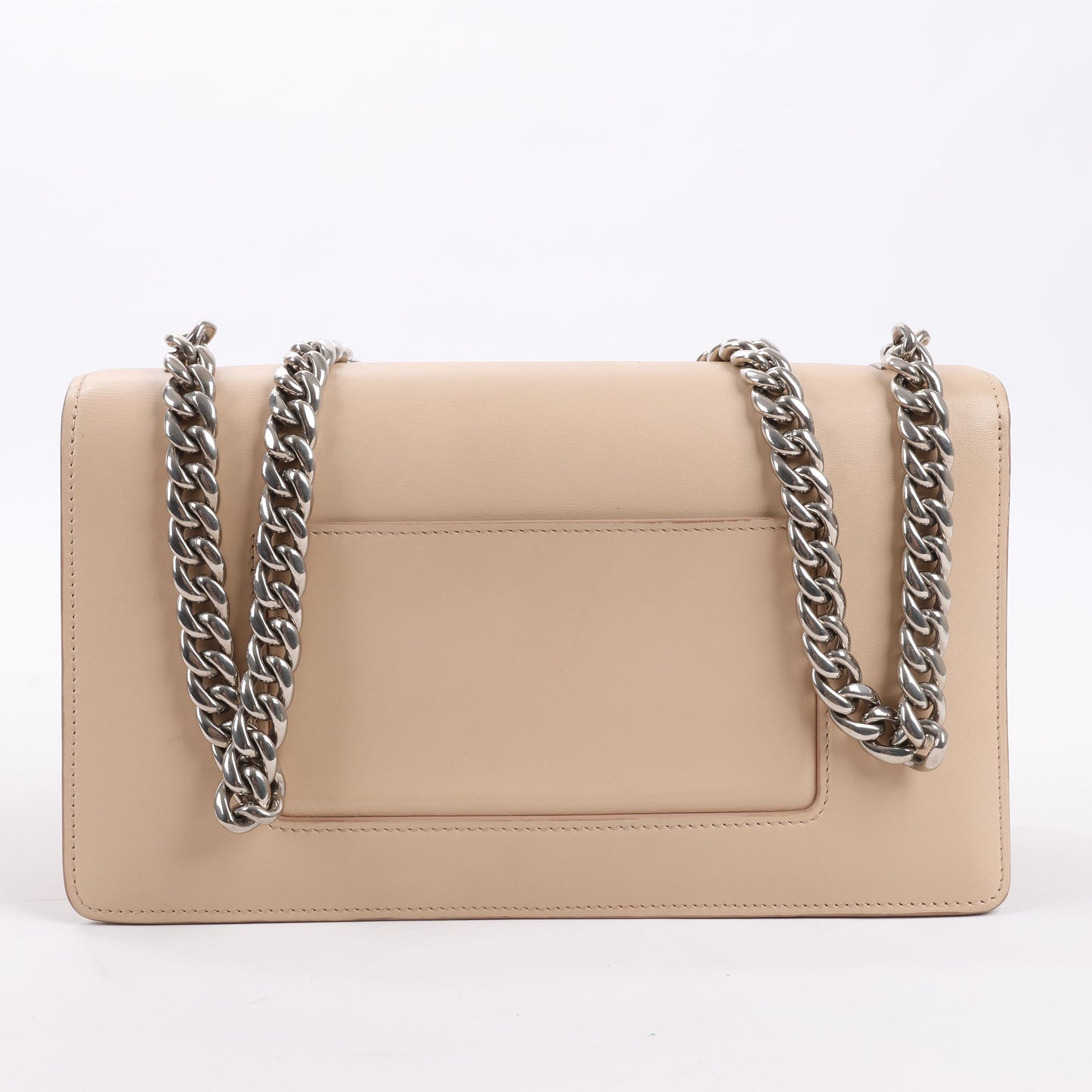 Sac à bandoulière en cuir à rabat Celine avec chaîne, beige