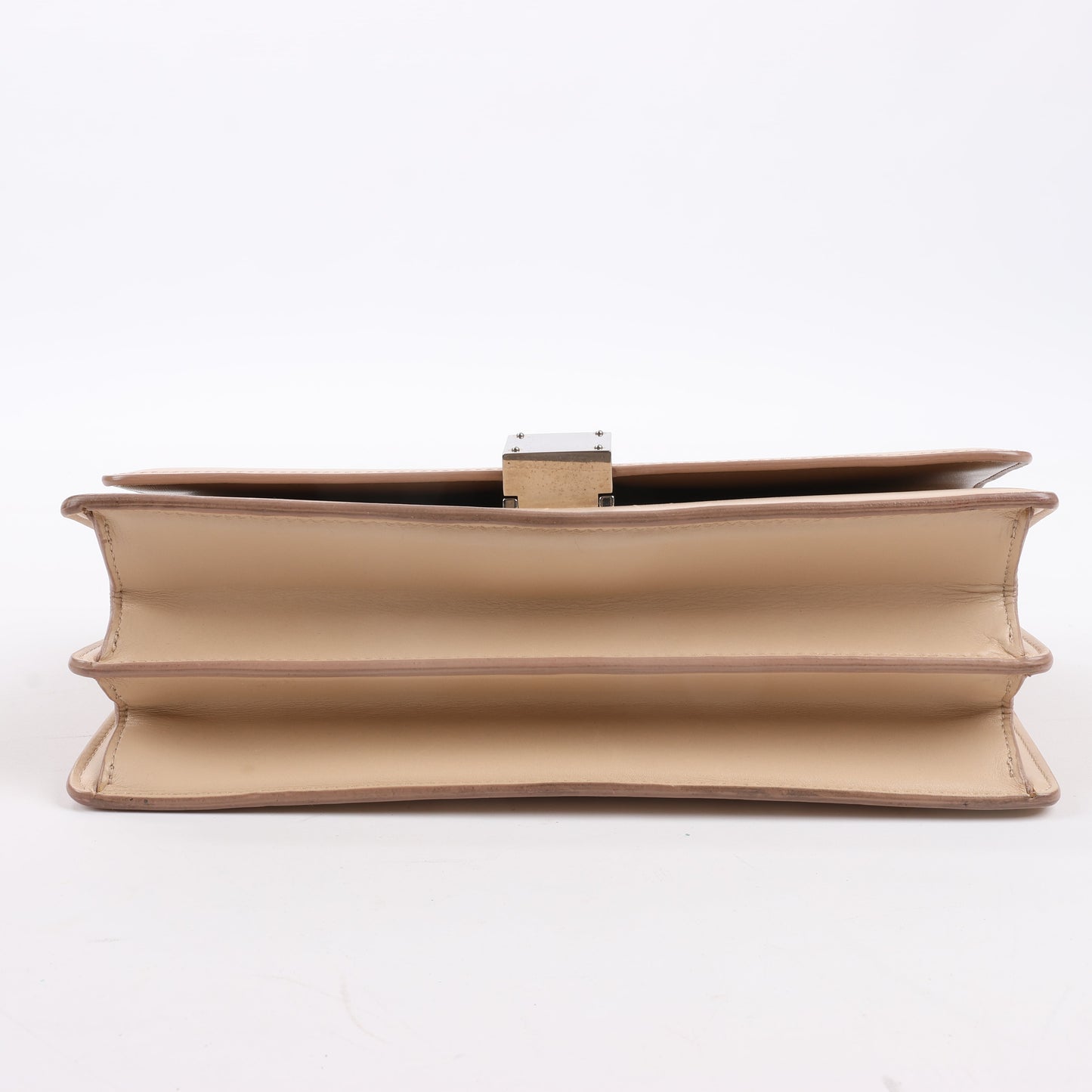 Celine Case Flap Leather Chain Shoulder Bag in Beige