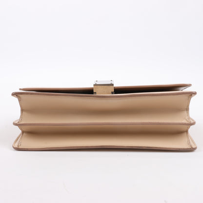 Celine Case Flap Leather Chain Shoulder Bag in Beige