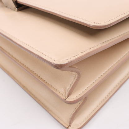 Celine Case Flap Leather Chain Shoulder Bag in Beige