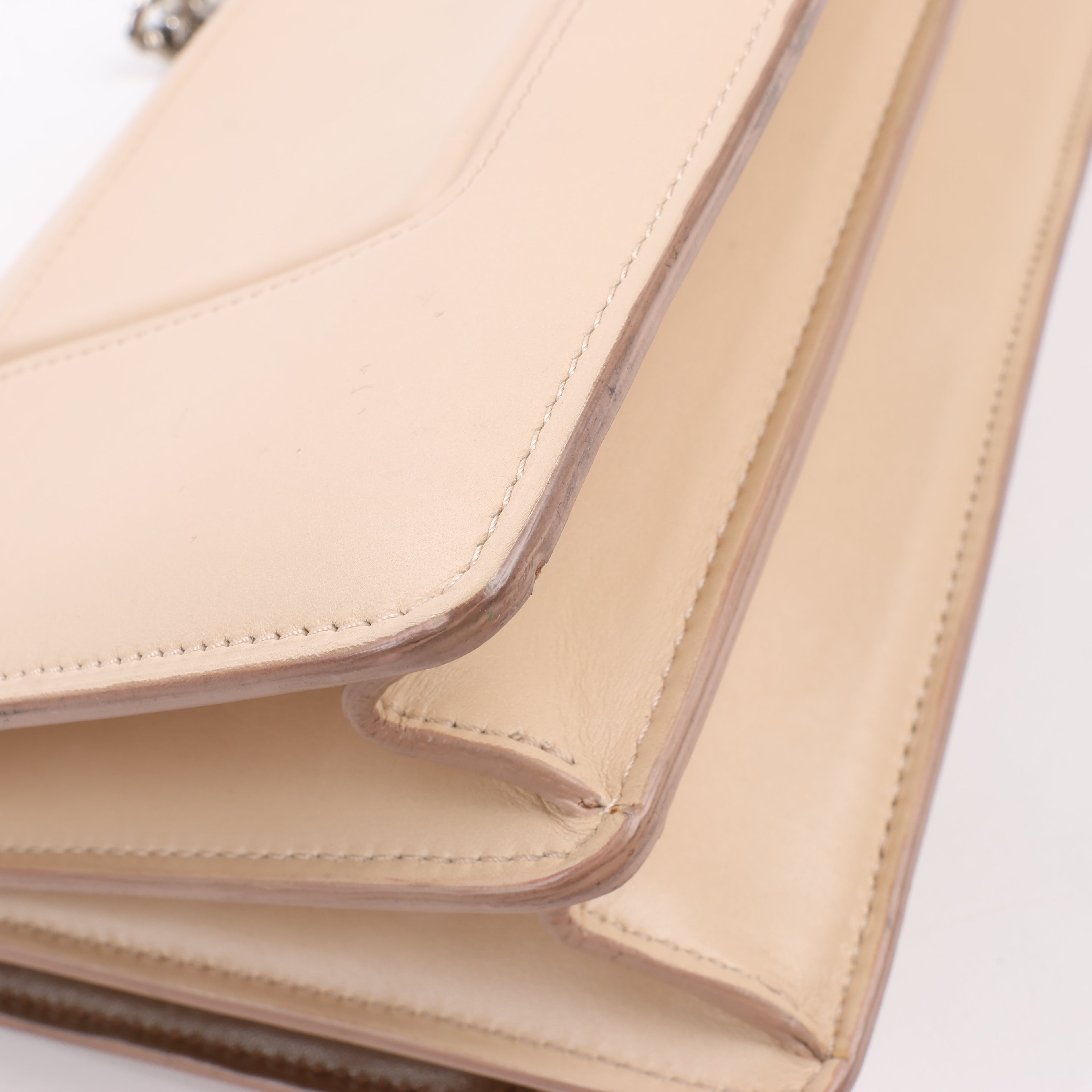 Celine Case Flap Leather Chain Shoulder Bag in Beige