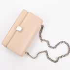 Celine Case Flap Leather Chain Shoulder Bag in Beige