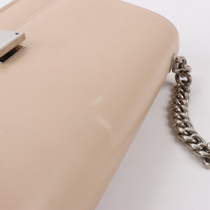 Celine Case Flap Leather Chain Shoulder Bag in Beige