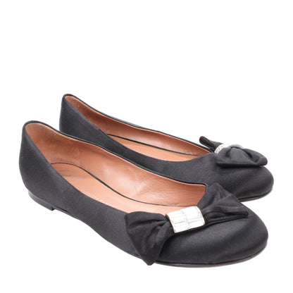 Giuseppe Zanotti Black Ballet Flats with Bow in Size 37 EU