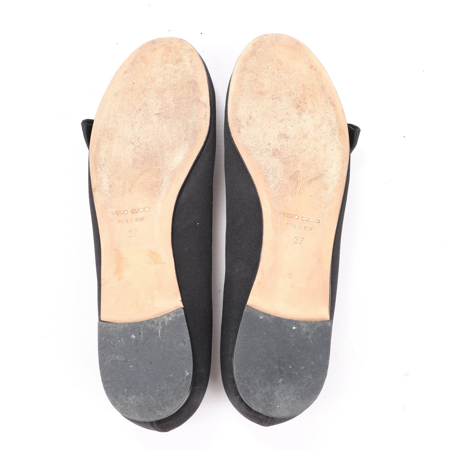 Giuseppe Zanotti Black Ballet Flats with Bow in Size 37 EU