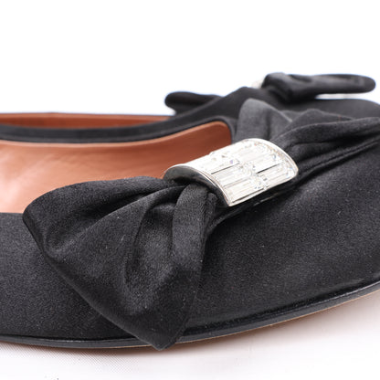 Giuseppe Zanotti Black Ballet Flats with Bow in Size 37 EU