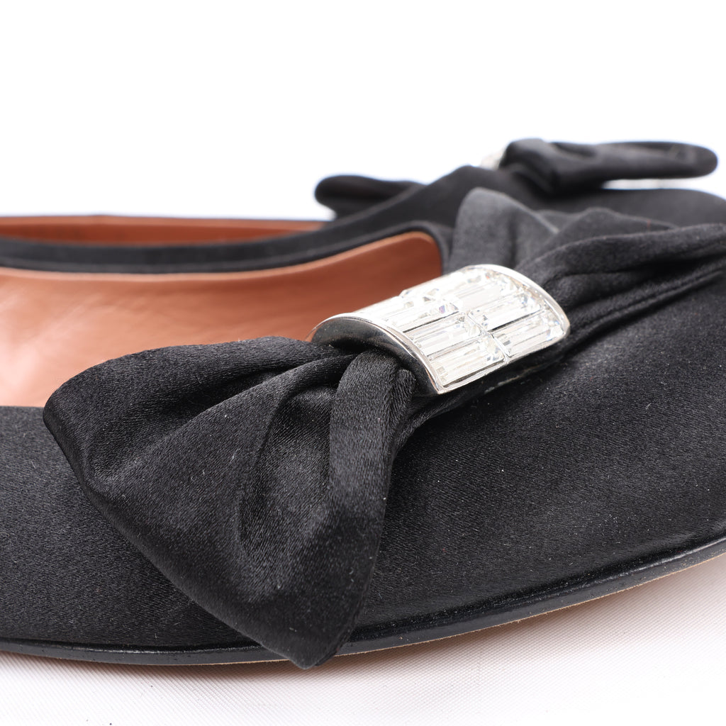 Giuseppe Zanotti Black Ballet Flats with Bow in Size 37 EU