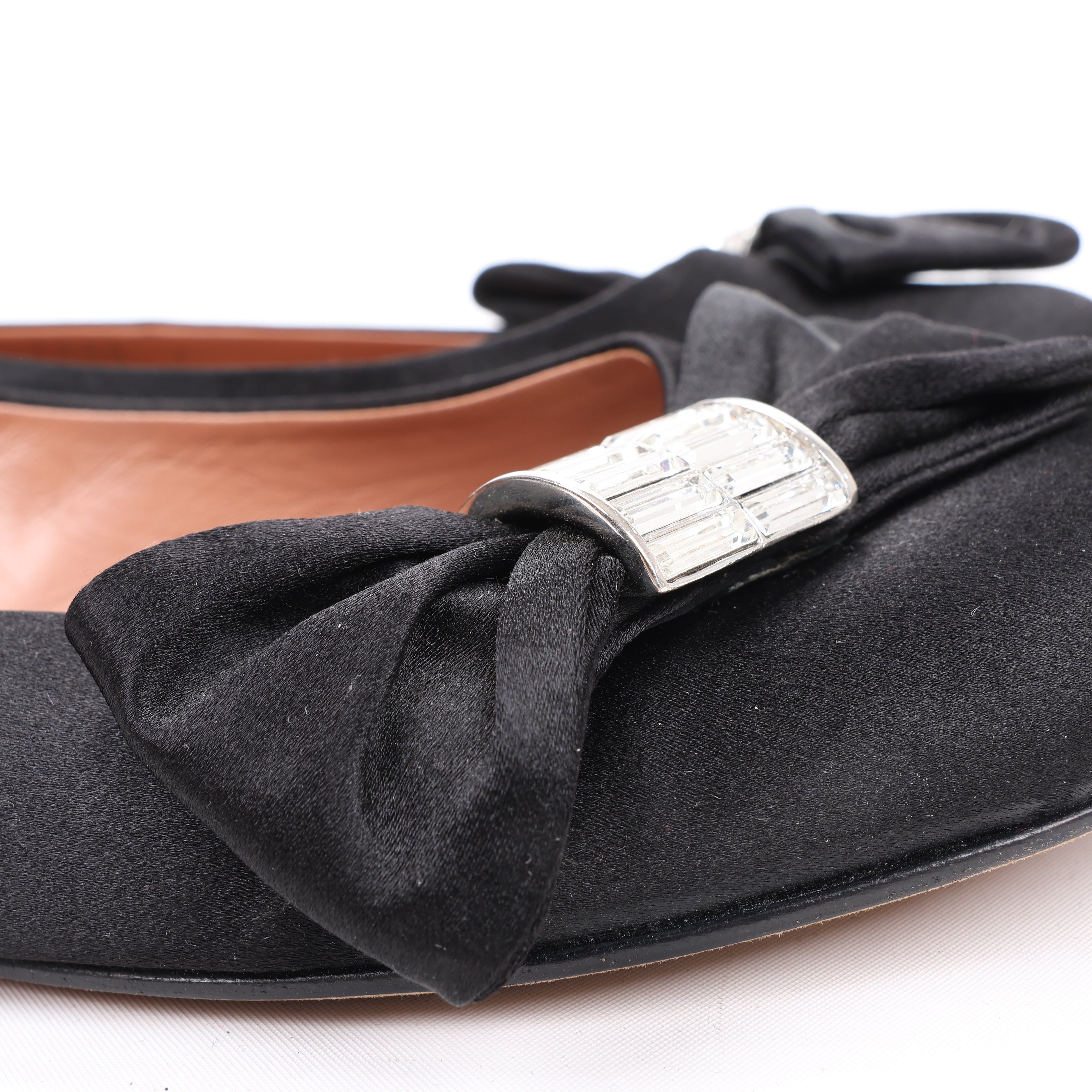Giuseppe Zanotti Black Ballet Flats with Bow in Size 37 EU