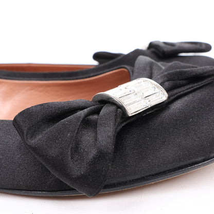 Giuseppe Zanotti Black Ballet Flats with Bow in Size 37 EU