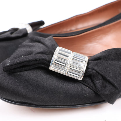 Giuseppe Zanotti Black Ballet Flats with Bow in Size 37 EU