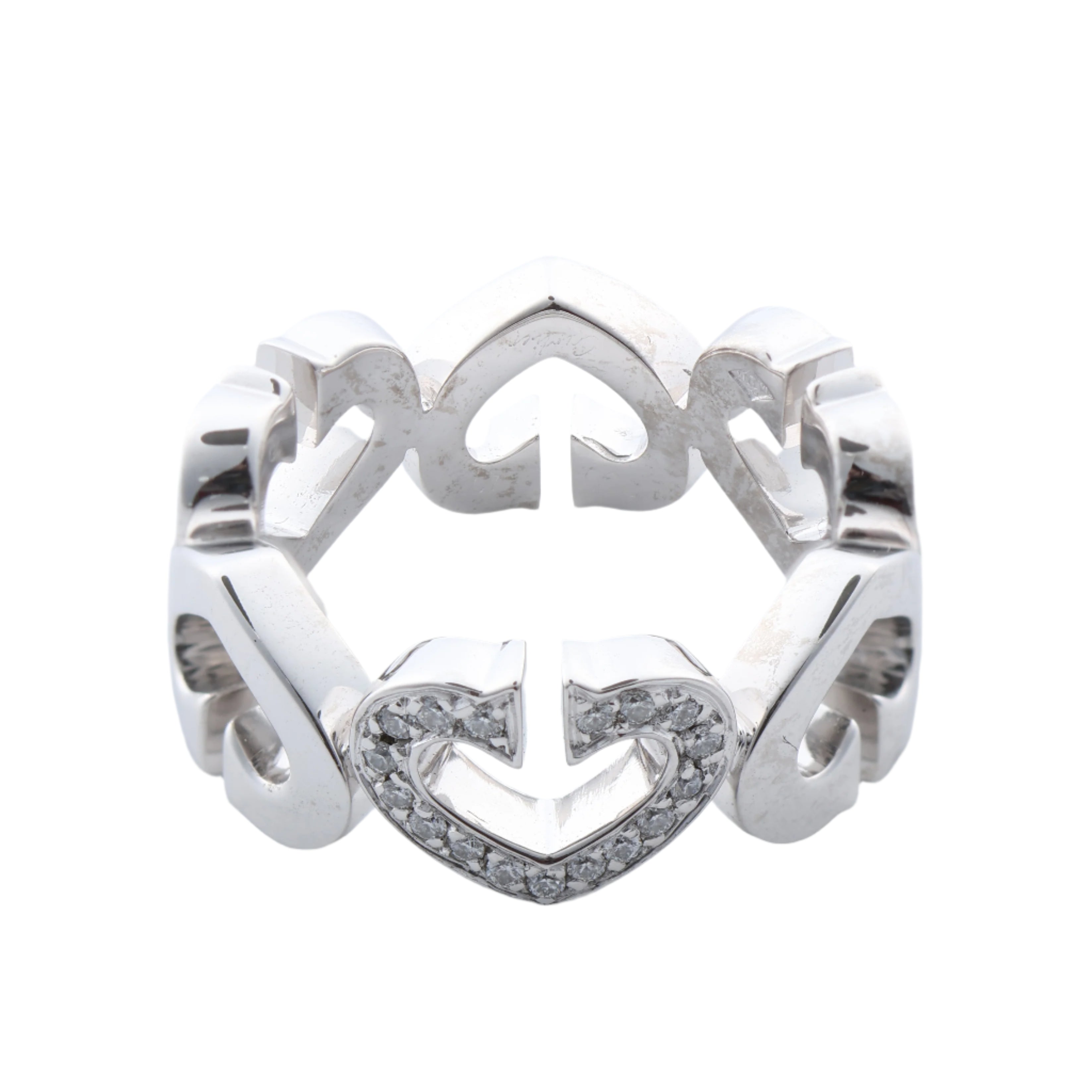 Cartier C Heart Diamond Ring 750(WG) 8.0g, Size 47 EU