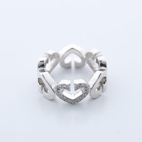 Anillo Cartier C Heart con diamantes 750 (WG) 8,0 g, talla 47 UE