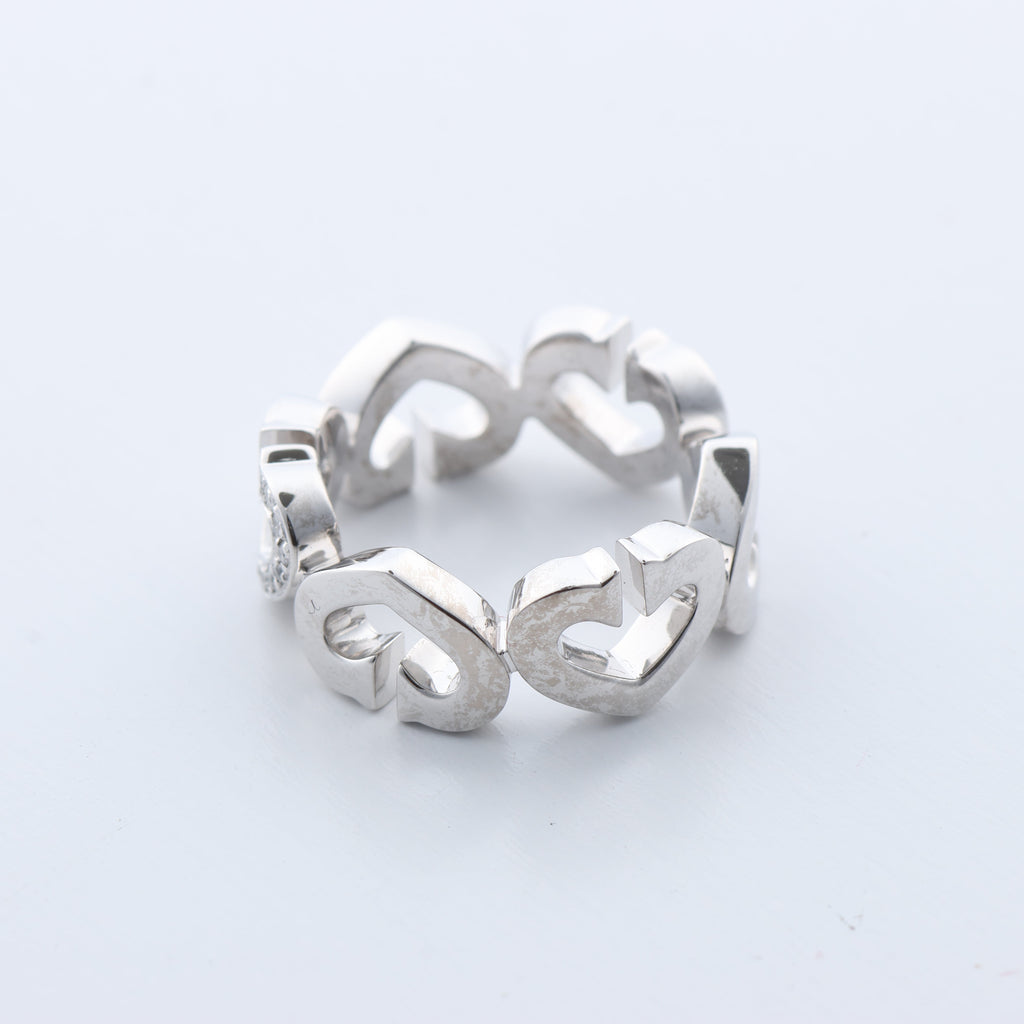Cartier C Heart Diamond Ring 750(WG) 8.0g, Size 47 EU