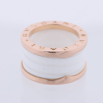 Bvlgari B.Zero1 Ring in 750 Pink Gold and White Ceramic (9.4g, Size 49)