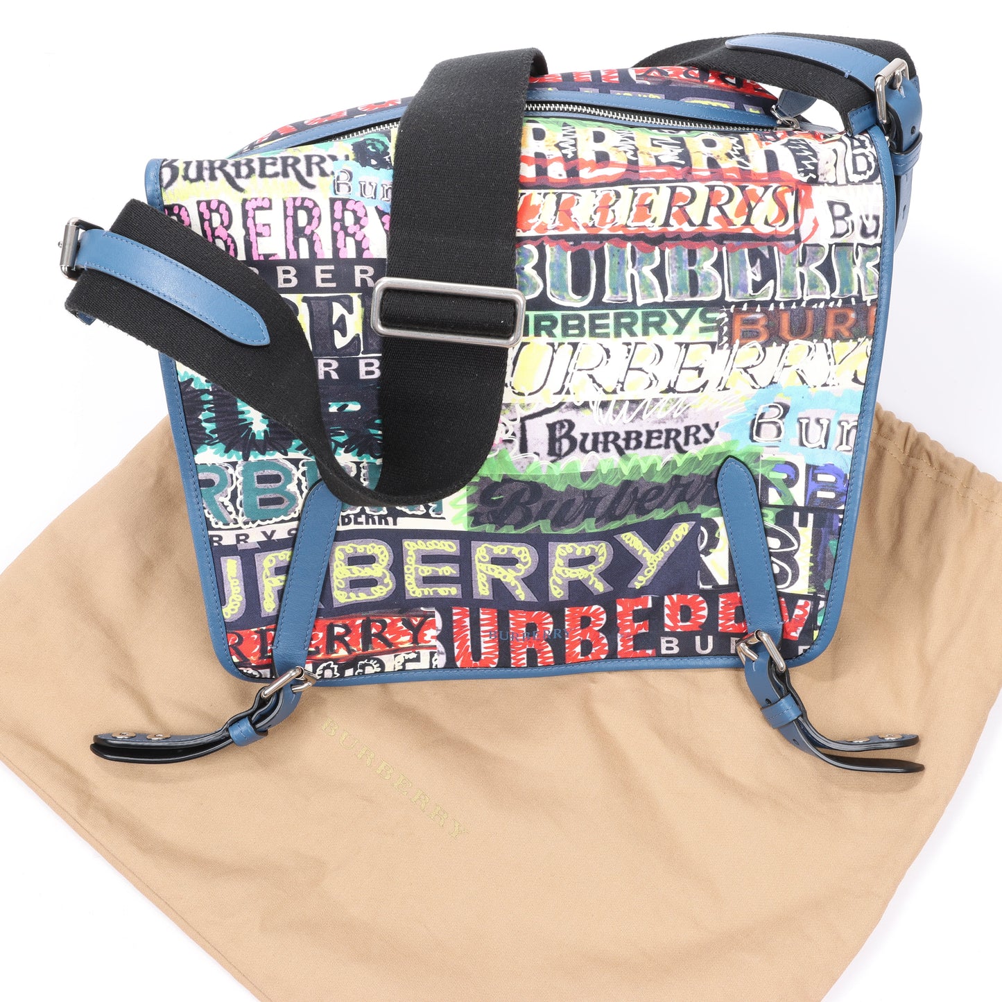 Burberry Graffiti Logo Printed Messenger Bag Multicolor