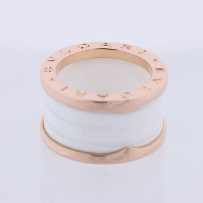 Bvlgari B.Zero1 Ring in 750 Pink Gold and White Ceramic (9.4g, Size 49)