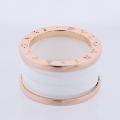 Bvlgari B.Zero1 Ring in 750 Pink Gold and White Ceramic (9.4g, Size 49)