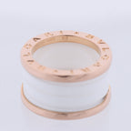 Bvlgari B.Zero1 Ring in 750 Pink Gold and White Ceramic (9.4g, Size 49)