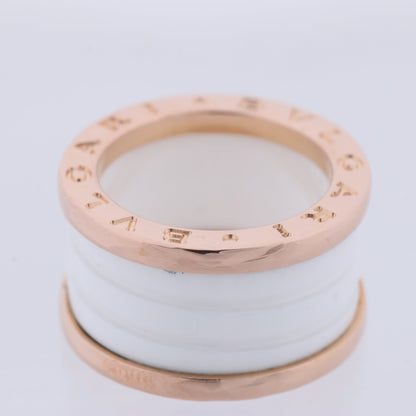 Bvlgari B.Zero1 Ring in 750 Pink Gold and White Ceramic (9.4g, Size 49)