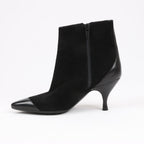 Salvatore Ferragamo Gancini Leather & Suede Ankle Boots in Black, Size 4.5 US