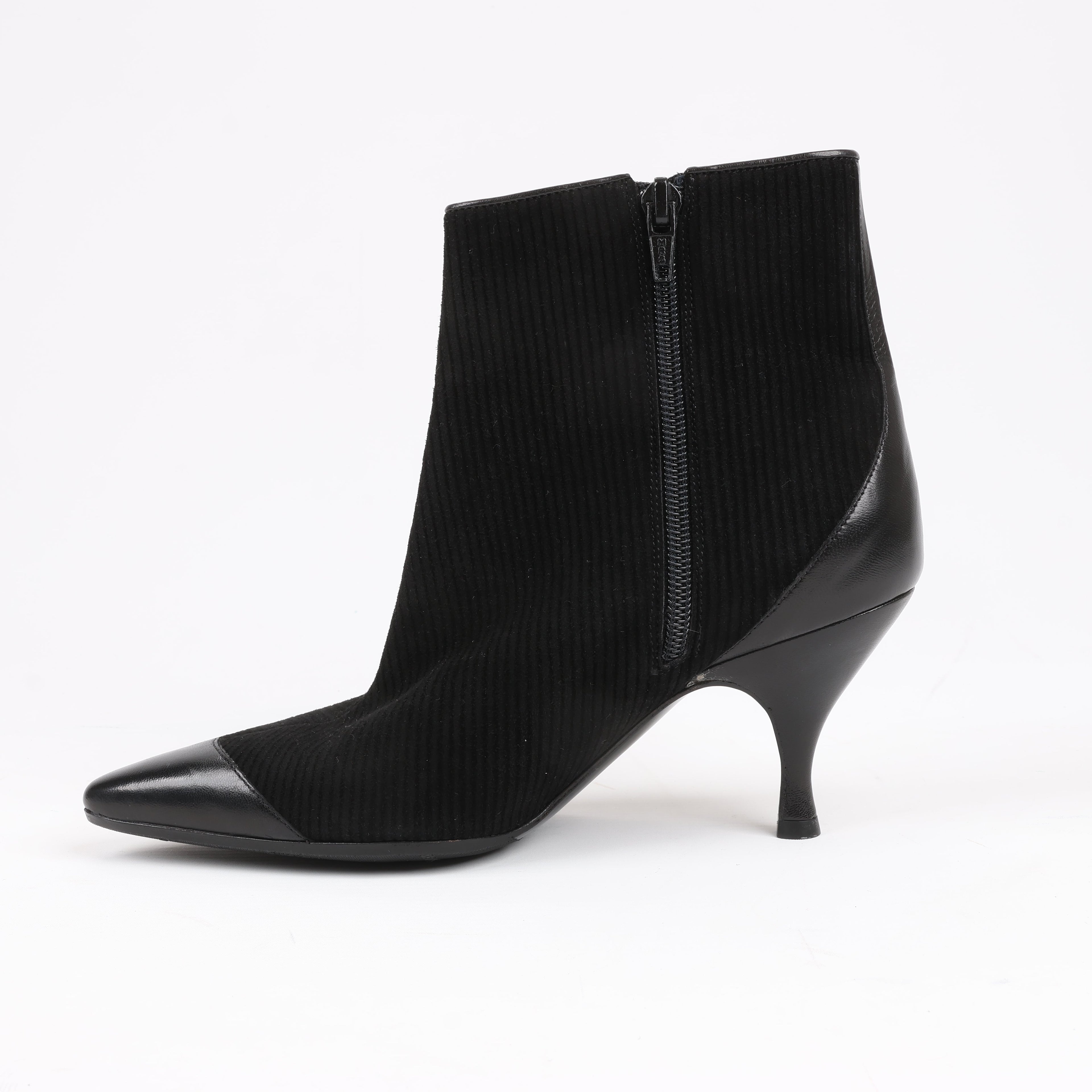 Salvatore Ferragamo Gancini Leather & Suede Ankle Boots in Black, Size 4.5 US