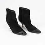 Salvatore Ferragamo Gancini Leather & Suede Ankle Boots in Black, Size 4.5 US