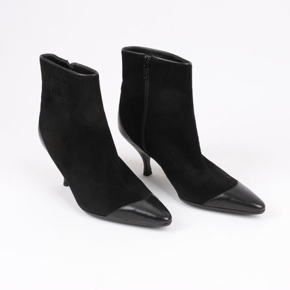 Bottines Ferragamo Gancini en cuir et daim noir, pointure 4,5 US