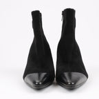 Salvatore Ferragamo Gancini Leather & Suede Ankle Boots in Black, Size 4.5 US