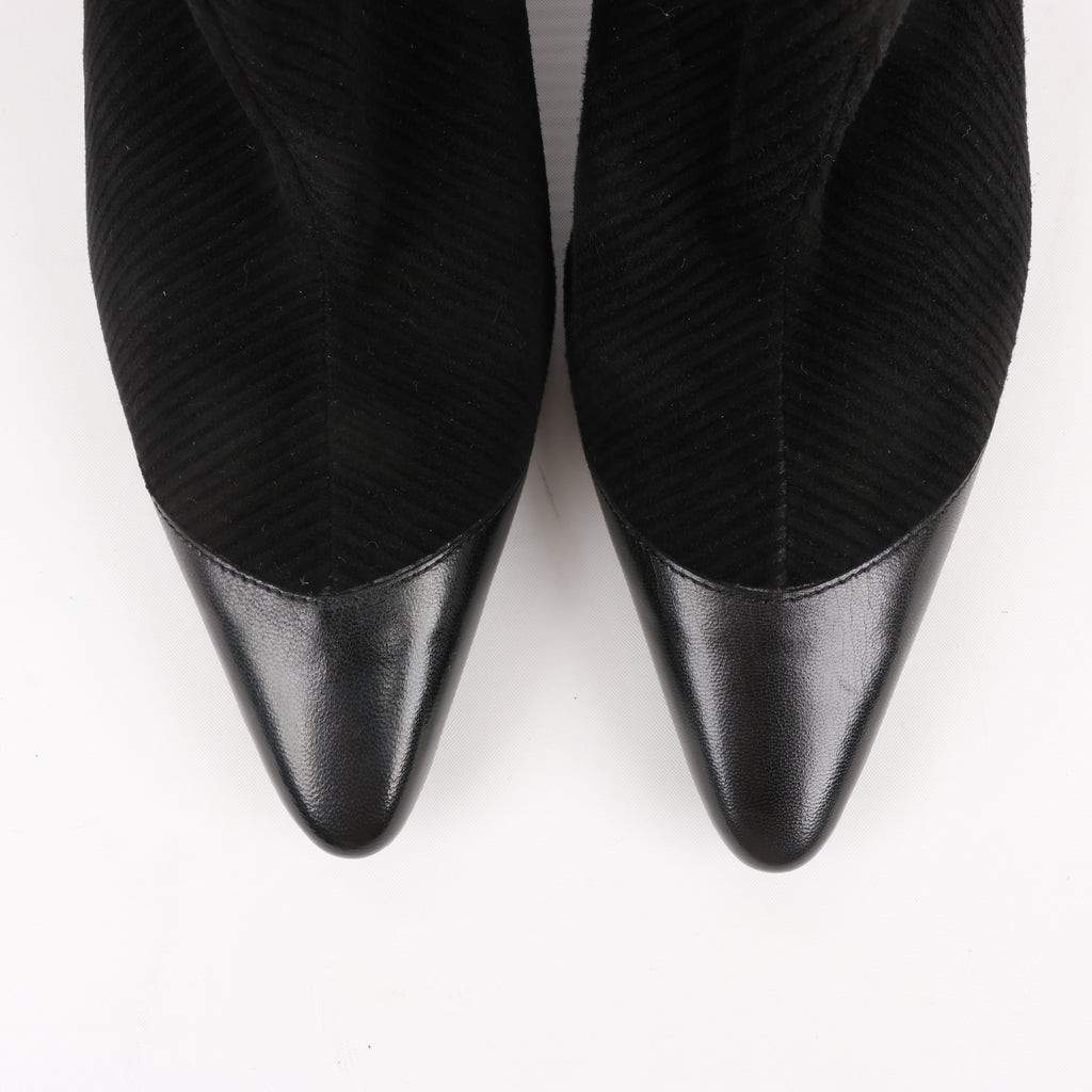 Salvatore Ferragamo Gancini Leather & Suede Ankle Boots in Black, Size 4.5 US