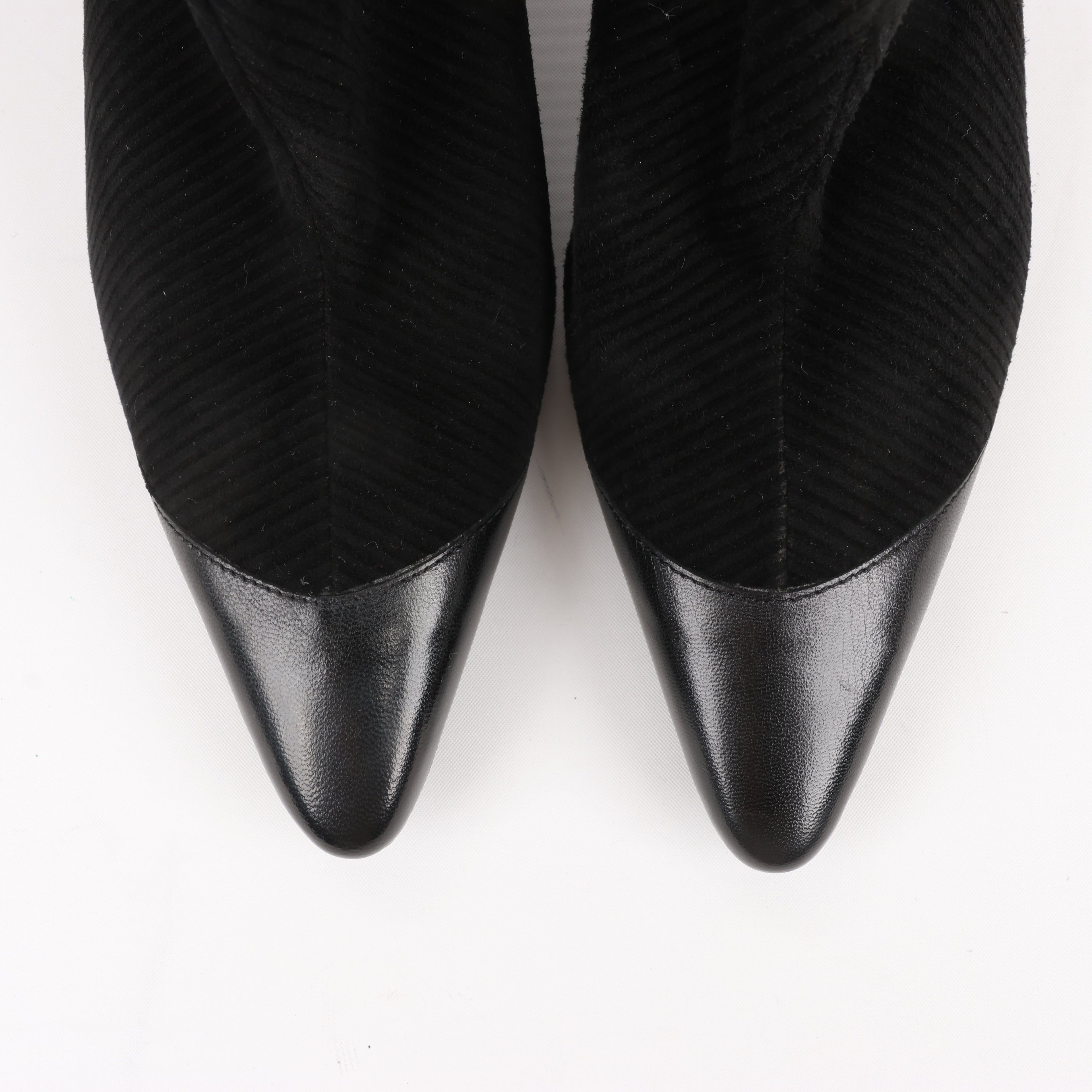 Salvatore Ferragamo Gancini Leather & Suede Ankle Boots in Black, Size 4.5 US