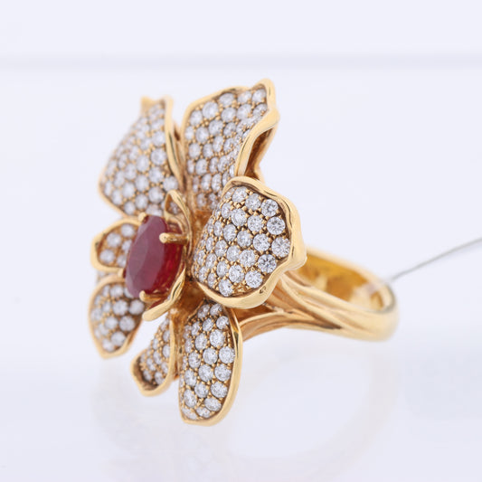 Carrera Y Carrera Seda Imperial Orchidee, or jaune avec rubis et diamants, taille 53 EU