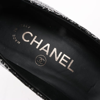 Chanel Coco Mark Leather Heels Black × Silver G29571, Size 36 EU