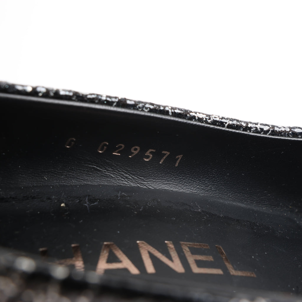 Chanel Coco Mark Leather Heels Black × Silver G29571, Size 36 EU